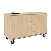59" Wide Assembled Demonstration Station with Sink, 3 Drawers and 2 Storage Cabinets - 80741 F36 - Steven's I.D.SYSTEMS®